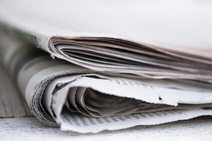 Amsterdam,,netherlands, ,may,23,2020:,folded,newspapers,with,almost